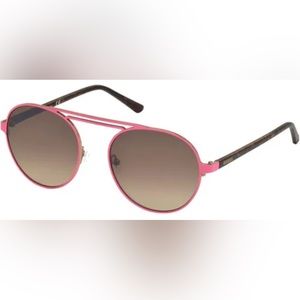 Guess Vintage Round Metal Brow Bar Pilot Sunglasses Pink - GU3028 Women's